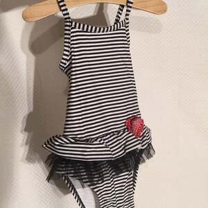Circo swim suit red white blue 12m never worn 3D flower detail peplum skirt